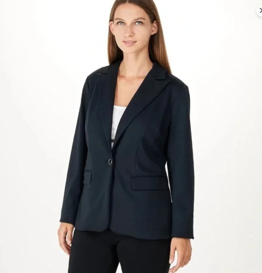 J Jason Wu Womens Knit Ponte Blazer Black Size Small